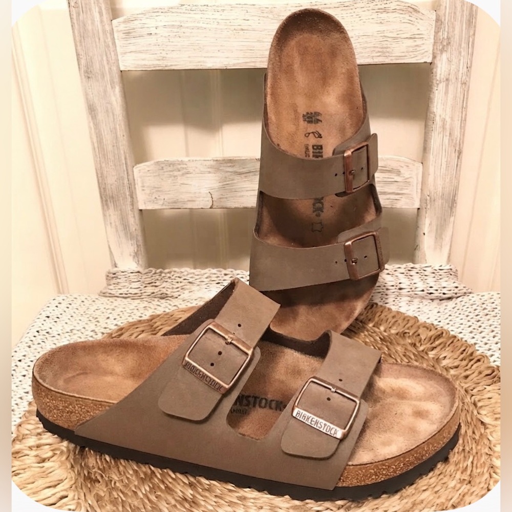 Birkenstock Men’s Arizona Soft Bed Sandal Taupe Brown Size 11